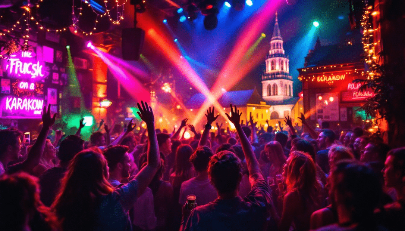 A lively karaoke bar in Krakow filled with people enjoying a karaoke experience.